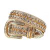 Gold Shimmer Leather Strap with White and Gold Rhinestone Belt
